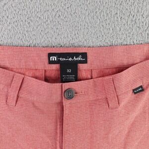 Travis Mathew Golf Shorts Mens 32 Red Heather Stretch Performance Micro-Stripe